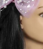 Purple net pearl hair bow