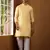 Men yellow embroidered kurta with white pyjama set