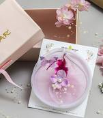 Purple net pearl fascinator