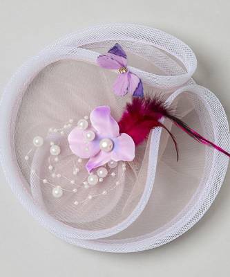 Purple net pearl fascinator 3