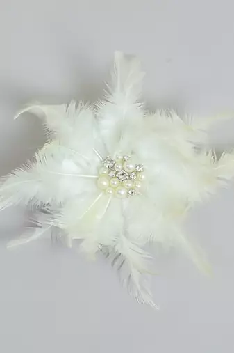 White pearl feather hair clip