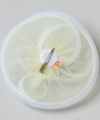 Yellow plain net fascinator 4