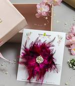 Pink pearl feather hair clip