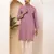 Men purple embroidered kurta with white pyjama set