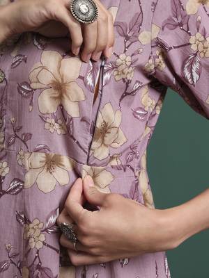 yellow floral print maternity a-line kurta trouser dupatta set 5
