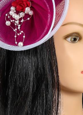 Wine net pearl fascinator 1