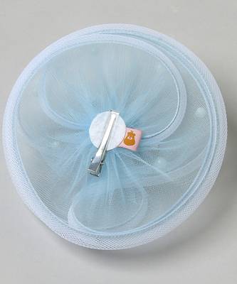 Blue net pearl fascinator 2