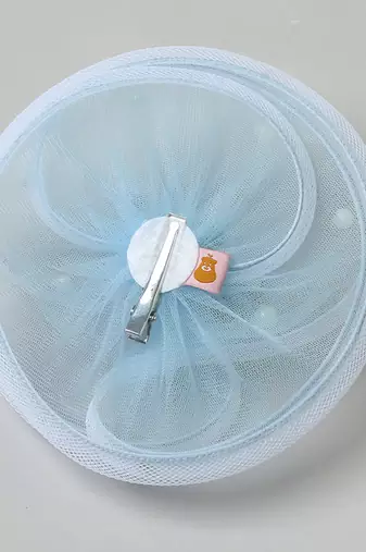 Blue net pearl fascinator