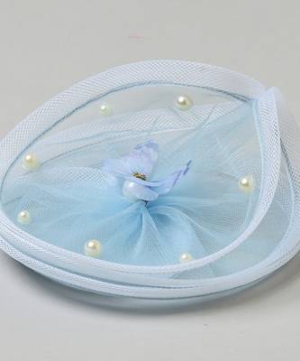Blue net pearl fascinator 3