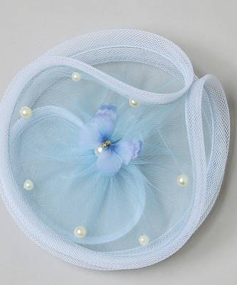 Blue net pearl fascinator 4