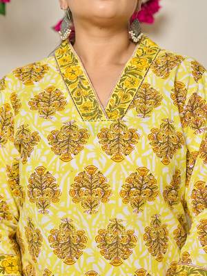 yellow ethnic motifs sequins work straight plus size kurta trouser dupatta set 4