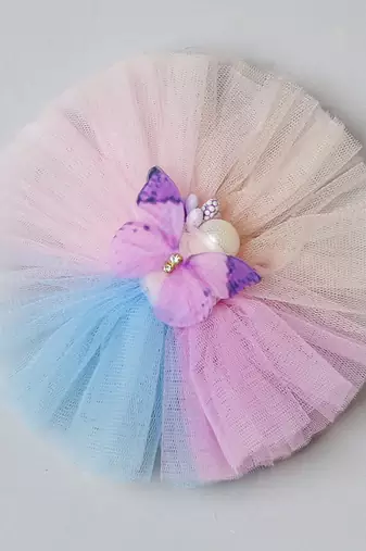 Multicolor plain net hair clip