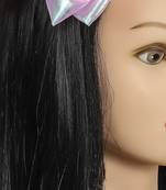 Pink plain satin hair bow