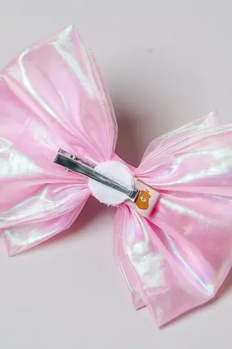 Pink plain satin hair bow