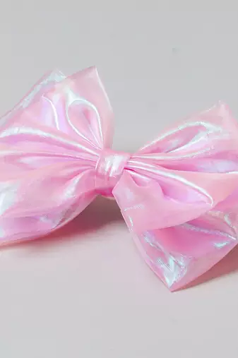 Pink plain satin hair bow