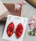Red plain satin hair bow