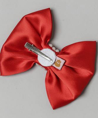 Red plain satin hair bow 2