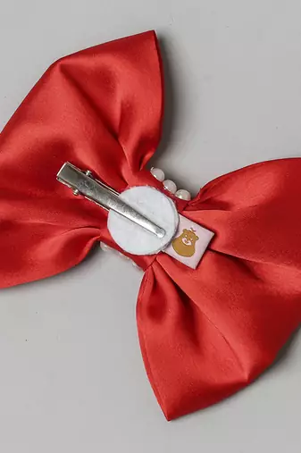 Red plain satin hair bow