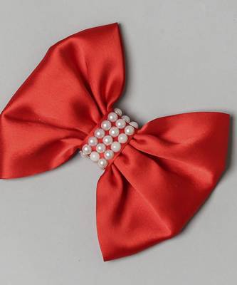 Red plain satin hair bow 3