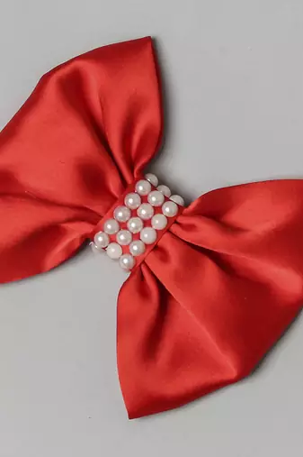 Red plain satin hair bow