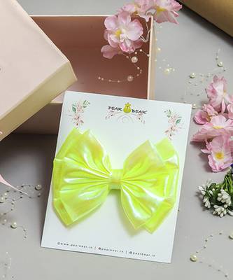 Green plain satin hair bow 1