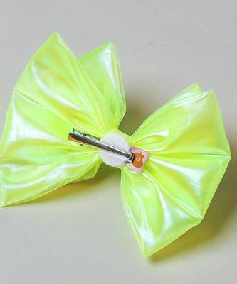Green plain satin hair bow 2