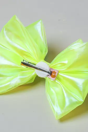 Green plain satin hair bow