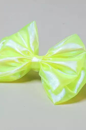 Green plain satin hair bow