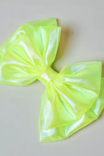 Green plain satin hair bow