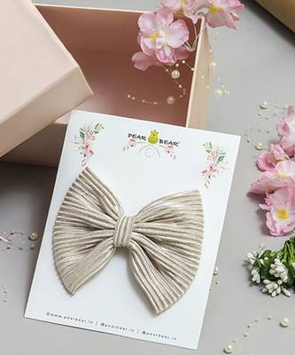 Silver plain satin hair bow 1