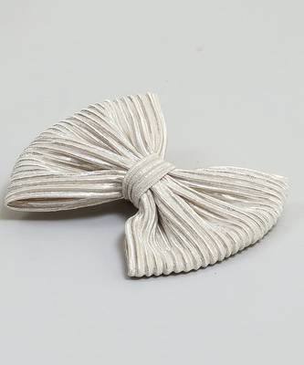 Silver plain satin hair bow 2
