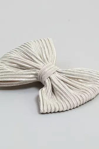 Silver plain satin hair bow
