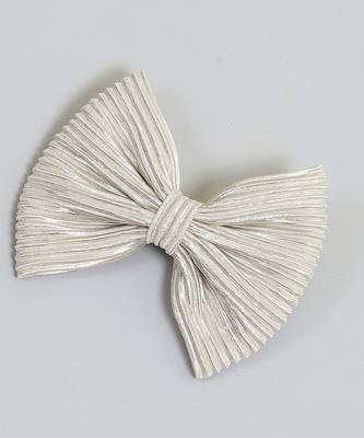Silver plain satin hair bow 3