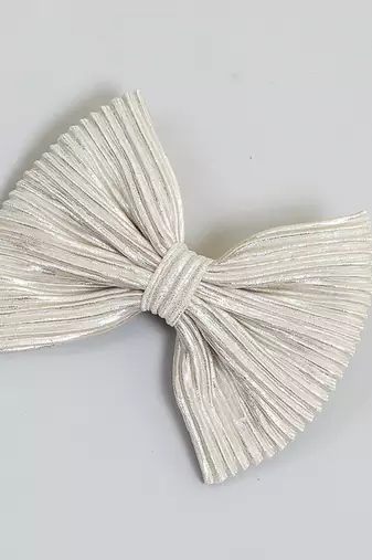 Silver plain satin hair bow