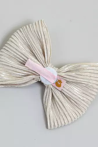 Silver plain satin hair bow