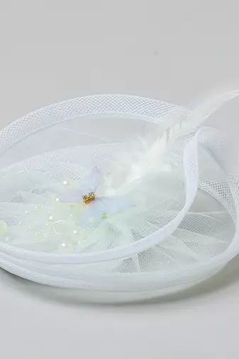 Green plain net fascinator
