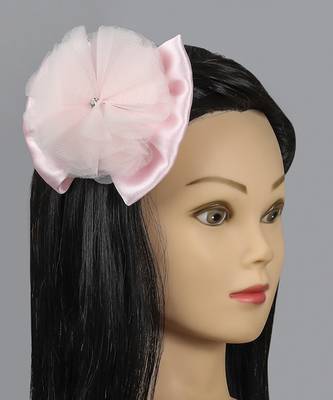Pink plain net hair clip 2