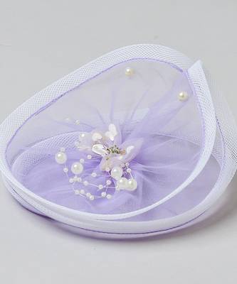 Purple plain net fascinator 3