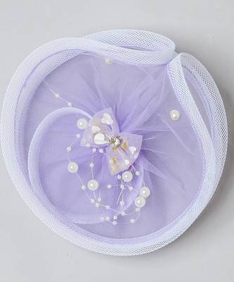 Purple plain net fascinator 4