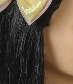 Yellow net pearl hair bow