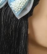 Blue  net pearl hair bow