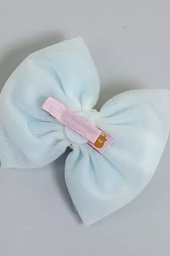 Blue  net pearl hair bow