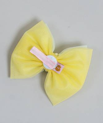 Yellow net pearl hair bow 4