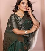 Dark Green Color Party Wear Organza Silk Saree