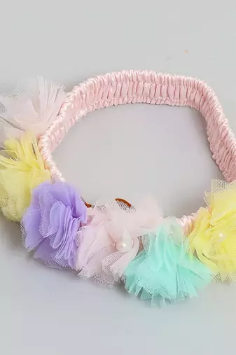 Multicolor plain net hair band