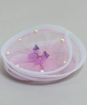 Purple net pearl fascinator 2