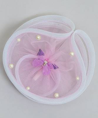 Purple net pearl fascinator 3
