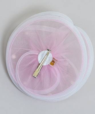 Purple net pearl fascinator 4