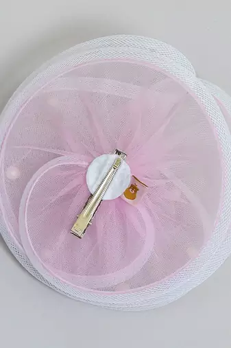 Purple net pearl fascinator