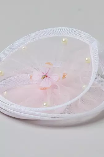 Pink net pearl fascinator